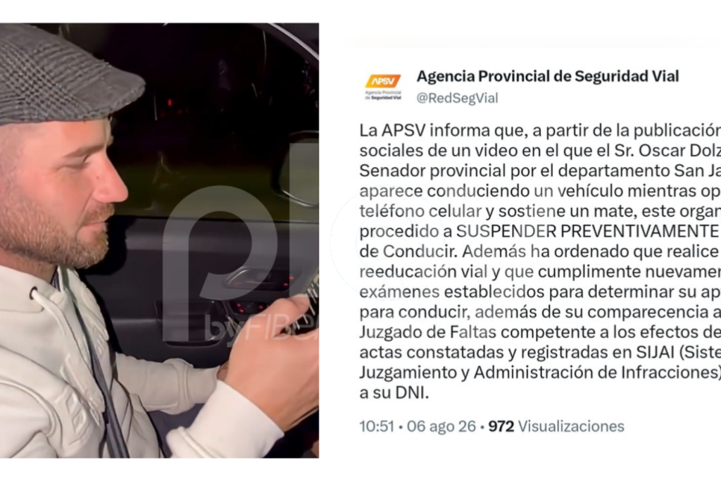 Suspendieron la licencia de conducir del senador Oscar Dolzani tras el polémico video al volante
