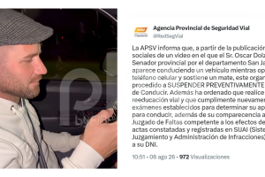 Suspendieron la licencia de conducir del senador Oscar Dolzani tras el polémico video al volante